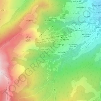 Mapa topográfico Le Charne, altitude, relevo
