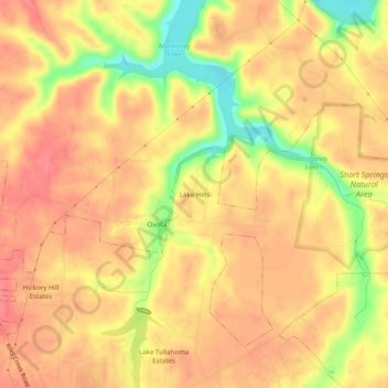 Mapa topográfico Lake Hills, altitude, relevo