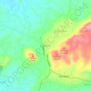 Mapa topográfico Rapalaok, altitude, relevo