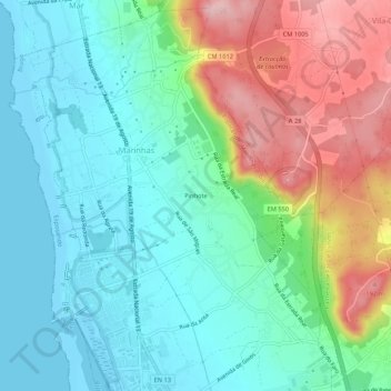 Mapa topográfico Pinhote, altitude, relevo