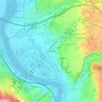 Mapa topográfico Champ Fleuri, altitude, relevo