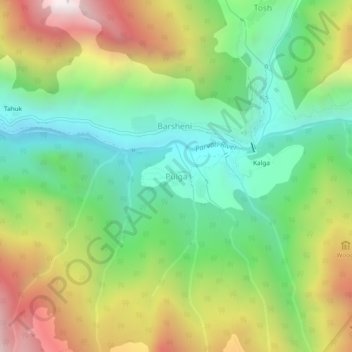 Mapa topográfico Pulga, altitude, relevo