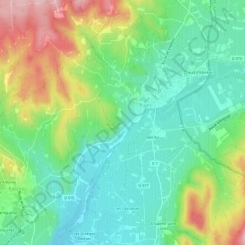 Mapa topográfico Le Bosquet, altitude, relevo