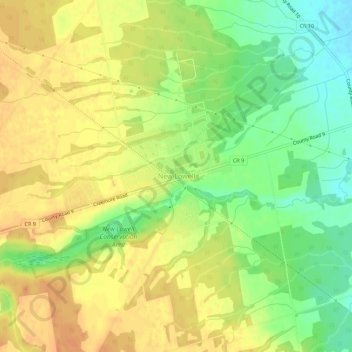 Mapa topográfico New Lowell, altitude, relevo