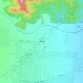 Mapa topográfico El Encón, altitude, relevo