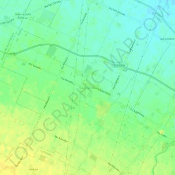 Mapa topográfico Bagnarola, altitude, relevo