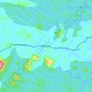 Mapa topográfico Efoulan, altitude, relevo