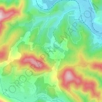Mapa topográfico Les Brousses, altitude, relevo