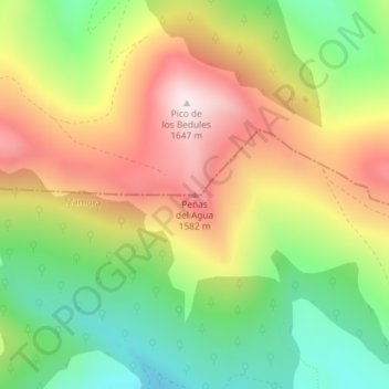 Mapa topográfico Peñas del Agua, altitude, relevo