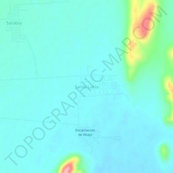 Mapa topográfico Santa Lucía, altitude, relevo