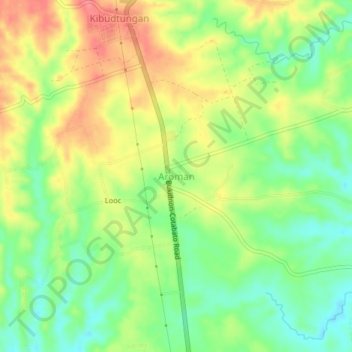 Mapa topográfico Aroman, altitude, relevo