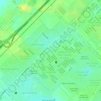 Mapa topográfico Manzana 104-A, altitude, relevo