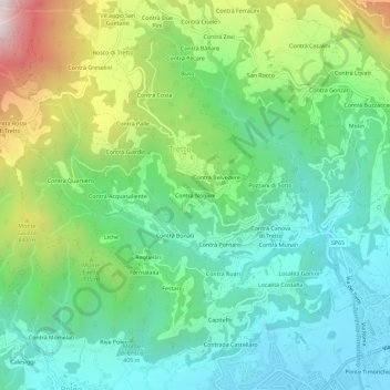 Mapa topográfico Contrà Nogare, altitude, relevo