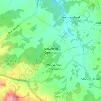 Mapa topográfico Wolverton Common, altitude, relevo