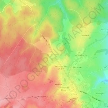 Mapa topográfico Le Perron, altitude, relevo