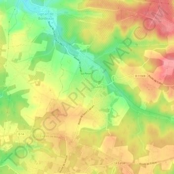 Mapa topográfico Grand Pierre, altitude, relevo