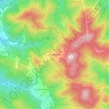 Mapa topográfico Valle Benedetta, altitude, relevo