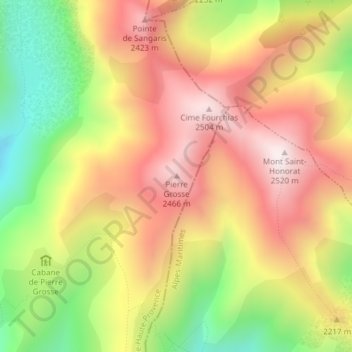 Mapa topográfico Pierre Grosse, altitude, relevo
