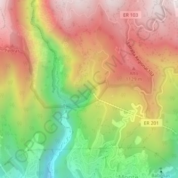 Mapa topográfico Pisão, altitude, relevo