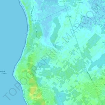Mapa topográfico Chaucre, altitude, relevo