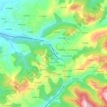 Mapa topográfico La Estación, altitude, relevo