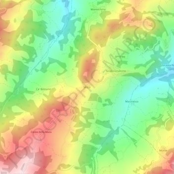 Mapa topográfico Mistà, altitude, relevo