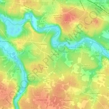 Mapa topográfico La Hautière, altitude, relevo