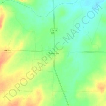 Mapa topográfico Cherokee, altitude, relevo