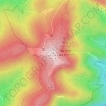 Mapa topográfico Le Grand Ventron, altitude, relevo