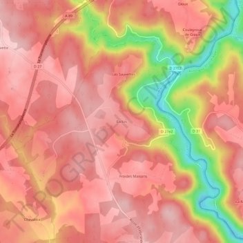 Mapa topográfico Esclos, altitude, relevo