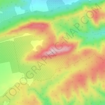 Mapa topográfico Gaspar, altitude, relevo
