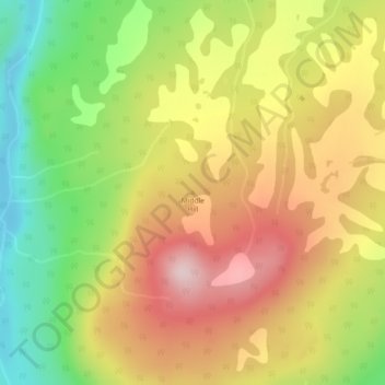 Mapa topográfico Middle Hill, altitude, relevo