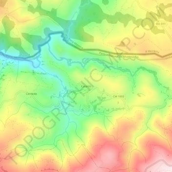 Mapa topográfico Casares, altitude, relevo