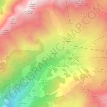 Mapa topográfico Colombe, altitude, relevo