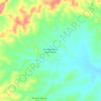 Mapa topográfico Corregimiento Santa Clara, altitude, relevo
