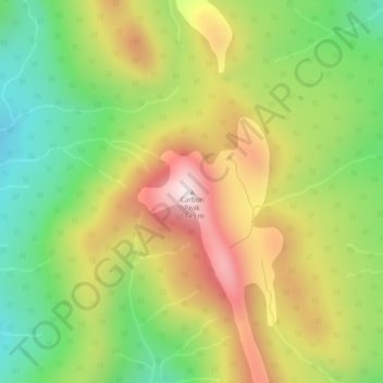 Mapa topográfico Carbon Peak, altitude, relevo