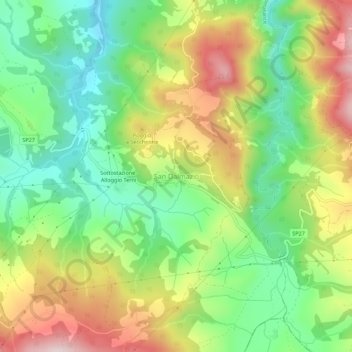 Mapa topográfico San Dalmazio, altitude, relevo