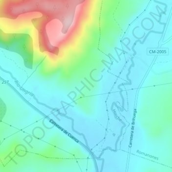 Mapa topográfico La Pobeda, altitude, relevo
