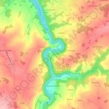 Mapa topográfico Le Pin, altitude, relevo