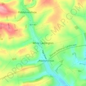 Mapa topográfico White Lackington, altitude, relevo