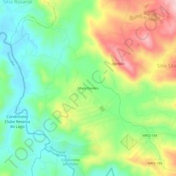 Mapa topográfico Mato Dentro, altitude, relevo