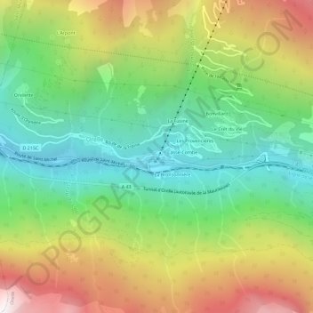 Mapa topográfico Francoz, altitude, relevo