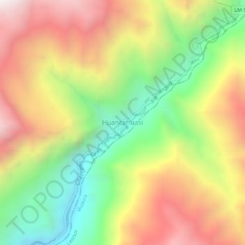 Mapa topográfico Huancahuasi, altitude, relevo