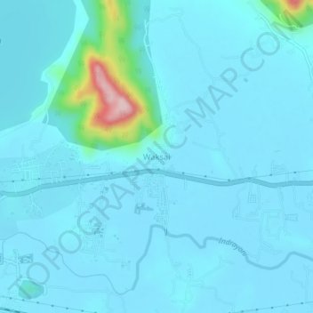 Mapa topográfico Waksai, altitude, relevo