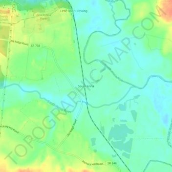 Mapa topográfico South Anna, altitude, relevo