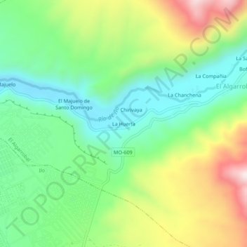 Mapa topográfico La Huerta, altitude, relevo