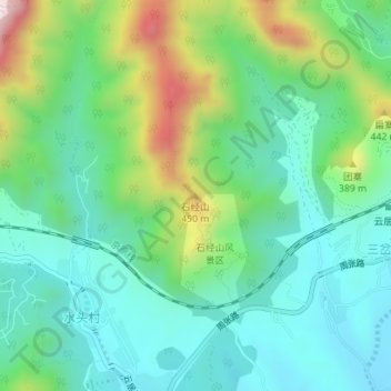 Mapa topográfico 房山区, altitude, relevo
