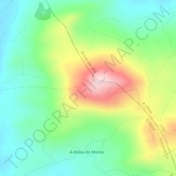 Mapa topográfico Cima do Farelo, altitude, relevo