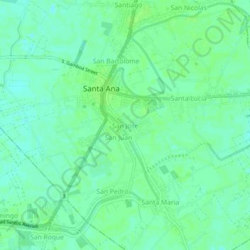 Mapa topográfico San Jose, altitude, relevo