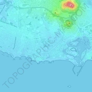 Mapa topográfico Malfato, altitude, relevo